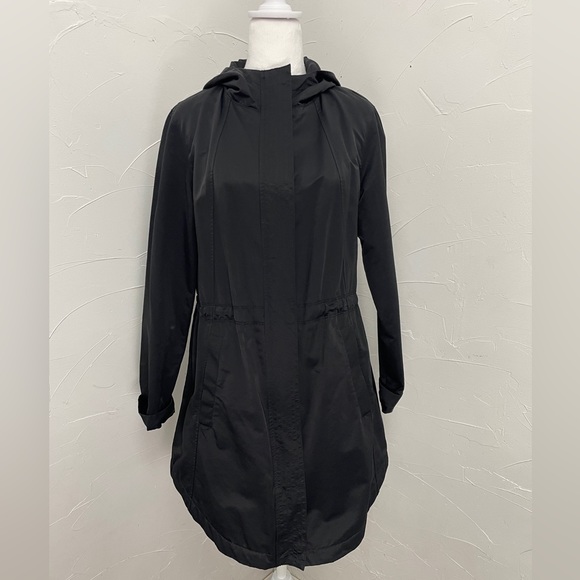 Eileen Fisher Black Organic Cotton Nylon Hooded Jacket - Picture 6 of 16
